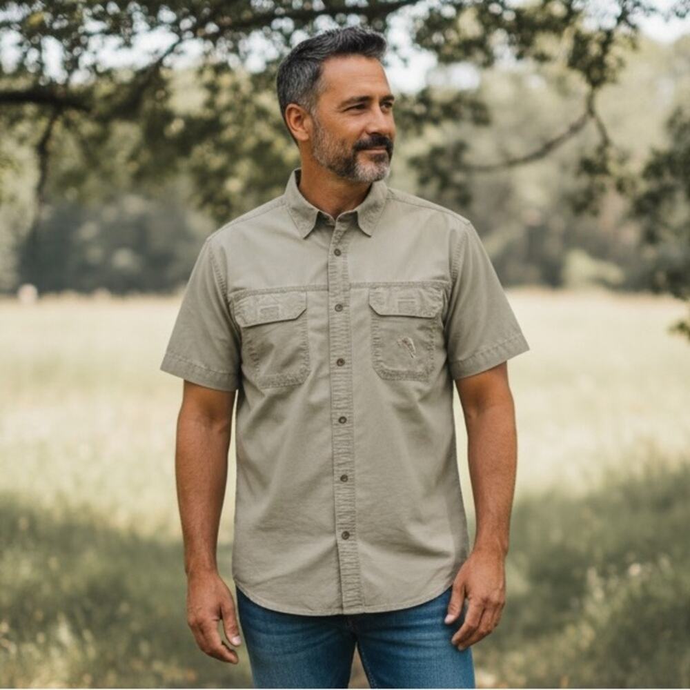 REDHEAD Men’s Large Tan Short Sleeve BASS Shirt